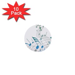 Music Notes 1  Mini Buttons (10 Pack)  by Bajindul