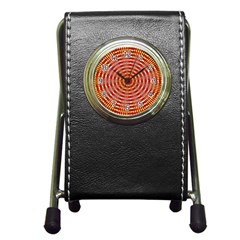 Pattern Background Structure Pen Holder Desk Clock by Bajindul