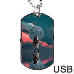Astronaut Moon Space Planet Dog Tag Usb Flash (one Side) by Pakrebo
