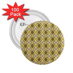 Argyle Large Yellow Pattern 2 25  Buttons (100 Pack)  by BrightVibesDesign