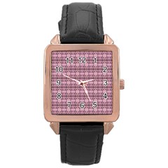 Cute Flowers Vine Pattern Pastel Coral Rose Gold Leather Watch  by BrightVibesDesign