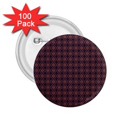 Argyle Dark Purple Yellow Pattern 2 25  Buttons (100 Pack)  by BrightVibesDesign