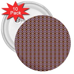 Ornate Oval  Pattern Yellow Blue 3  Buttons (10 Pack)  by BrightVibesDesign