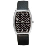 Kawaii Dougnut Black Pattern Barrel Style Metal Watch Front
