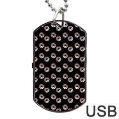 Kawaii Dougnut Black Pattern Dog Tag Usb Flash (two Sides) by snowwhitegirl