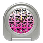 Pink Gradient Bat Pattern Travel Alarm Clock Front