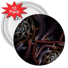 Geometry Math Fractal Art 3  Buttons (10 Pack)  by Pakrebo