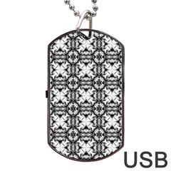 Seamless Wallpaper Pattern Ornamen Black White Dog Tag Usb Flash (two Sides) by Pakrebo