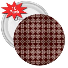 Brown Tiles Leaves Wallpaper 3  Buttons (10 Pack)  by Pakrebo