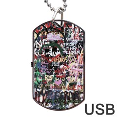 Graffiti Wall Background Dog Tag Usb Flash (two Sides) by Pakrebo