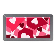 Pink Hearts Pattern Love Shape Memory Card Reader (mini) by Bajindul