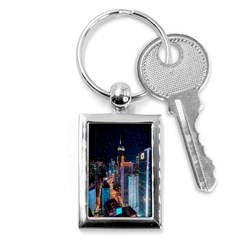 High Rise Buildings With Lights Key Chain (rectangle) by Pakrebo