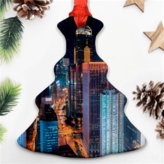 High Rise Buildings With Lights Christmas Tree Ornament (two Sides) by Pakrebo