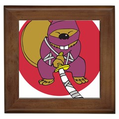 Ninja Beaver Animal Humor Joke Framed Tiles by Sudhe