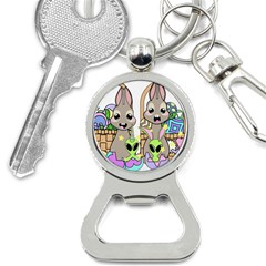 Graphic Kawaii Bunnies Bottle Opener Key Chain by Sudhe