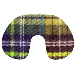 Yellow Plaid Flannel Travel Neck Pillow by snowwhitegirl