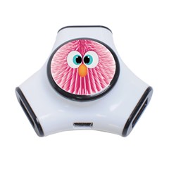 Bird Fluffy Animal Cute Feather Pink 3-port Usb Hub by Sudhe