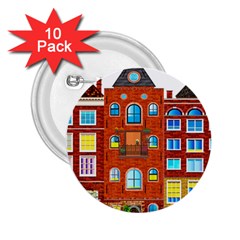 Town Buildings Old Brick Building 2 25  Buttons (10 Pack)  by Sudhe