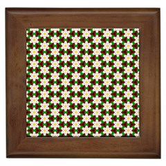 Pattern Flowers White Green Framed Tiles by HermanTelo