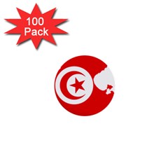 Tunisia Flag Map Geography Outline 1  Mini Buttons (100 Pack)  by Sapixe