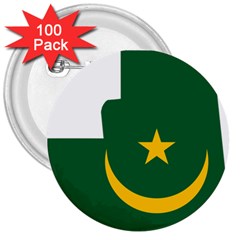 Mauritania Flag Map Geography 3  Buttons (100 Pack)  by Sapixe