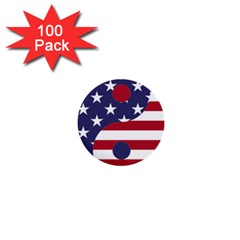 Yang Yin America Flag Abstract 1  Mini Buttons (100 Pack)  by Sapixe
