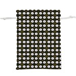 White Flower Pattern On Yellow Black  Lightweight Drawstring Pouch (XL) Back