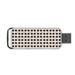 Black Flower On Yellow White Pattern Portable Usb Flash (two Sides) by BrightVibesDesign