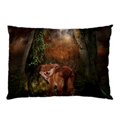 Awesome Wolf In The Darkness Of The Night Pillow Case by FantasyWorld7