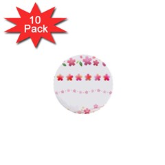 Sakura Border Cherry Blossom 1  Mini Buttons (10 Pack)  by Simbadda