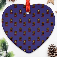 Nerdy 60s  Girl Pattern Dark Purple Heart Ornament (two Sides) by snowwhitegirl