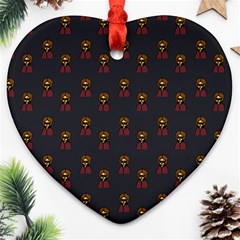 Nerdy 60s  Girl Pattern Grey Heart Ornament (two Sides) by snowwhitegirl