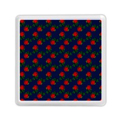 Red Roses Dark Blue Memory Card Reader (square) by snowwhitegirl