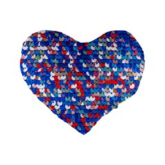 Funky Sequins Standard 16  Premium Flano Heart Shape Cushions by essentialimage