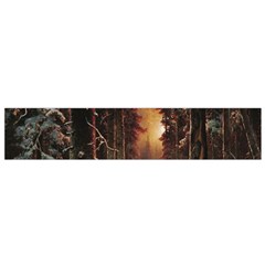 Sunset In The Frozen Winter Forest Small Flano Scarf by Sudhe