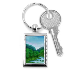 Landscape Nature Art Trees Water Key Chain (rectangle) by Simbadda