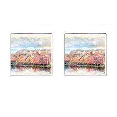 Architecture City Buildings River Cufflinks (square) by Simbadda