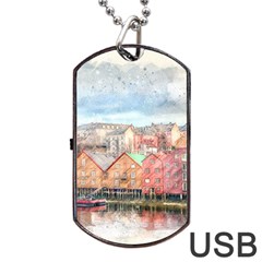 Architecture City Buildings River Dog Tag Usb Flash (two Sides) by Simbadda