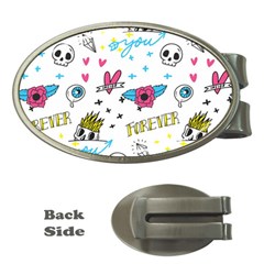 Emo Teens Doodle Seamless Money Clips (oval)  by Vaneshart