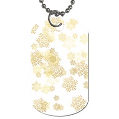 Christmas Gold Stars Snow Flakes  Dog Tag (two Sides) by Lullaby