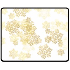 Christmas Gold Stars Snow Flakes  Fleece Blanket (medium)  by Lullaby