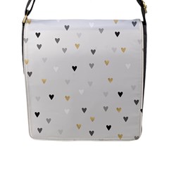 Grey Hearts Print Romantic Flap Closure Messenger Bag (l) by Lullaby