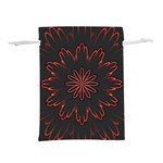 Abstract Glowing Flower Petal Pattern Red Circle Art Illustration Design Symmetry Digital Fantasy Lightweight Drawstring Pouch (S) Front