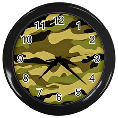 Fabric Army Camo Pattern Wall Clock (black) by Vaneshart
