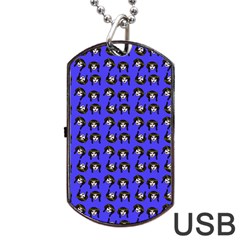 Retro Girl Daisy Chain Pattern Blue Dog Tag Usb Flash (one Side) by snowwhitegirl