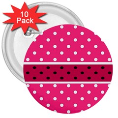Polka Dots Two Times 2 Black 3  Buttons (10 Pack)  by impacteesstreetwearten