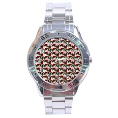 Vintage Hippie Girl Pattern Pnk Stainless Steel Analogue Watch by snowwhitegirl