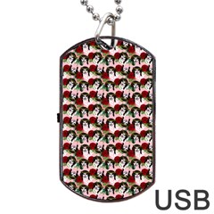 Vintage Hippie Girl Pattern Pnk Dog Tag Usb Flash (two Sides) by snowwhitegirl