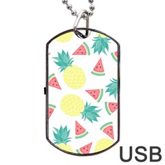 Vector Seamless Pattern With Pineapples Dog Tag Usb Flash (two Sides) by Vaneshart