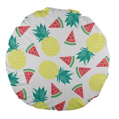 Vector Seamless Pattern With Pineapples Large 18  Premium Flano Round Cushions by Vaneshart